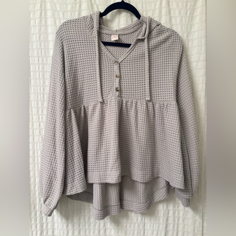 SO Light Gray Waffle Knit Hoodie and long sleeve